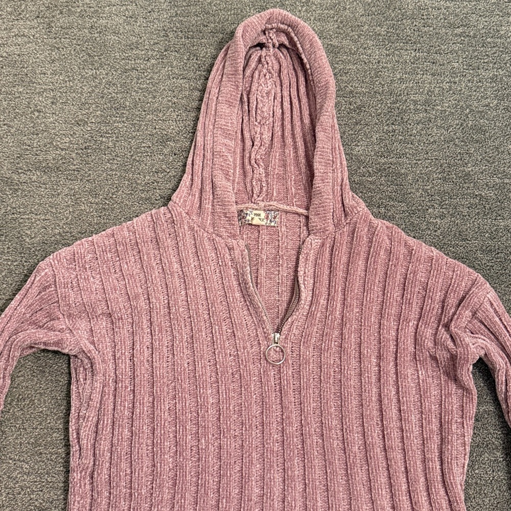 Pink Republic Mauve V-Neck Hooded Sweater - Picture 2 of 3